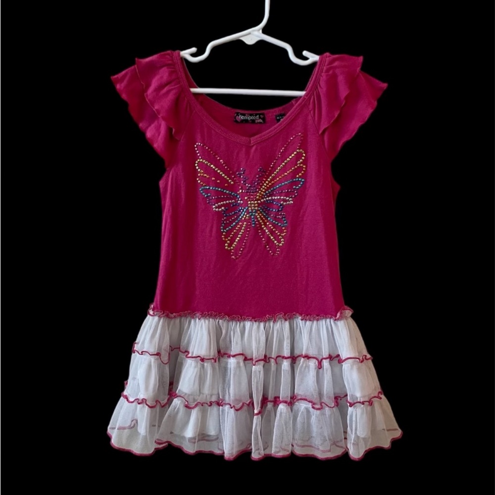 tempted pink & white butterfly dress